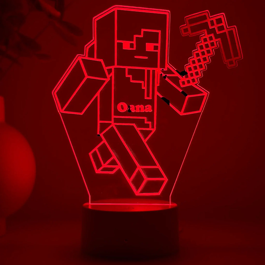 Lampă 3D – Minecraft model fată