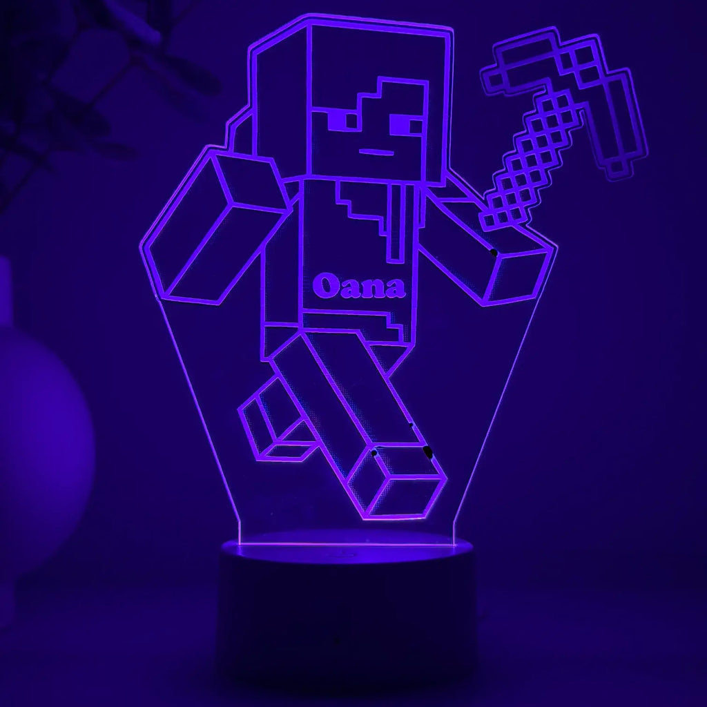 Lampă 3D – Minecraft model fată