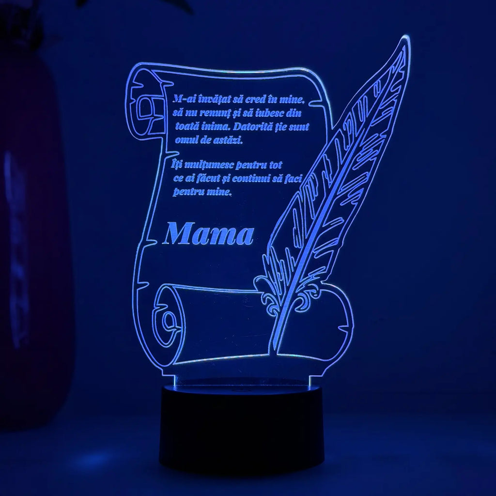 Lampă 3D LED – Scrisoare personalizată