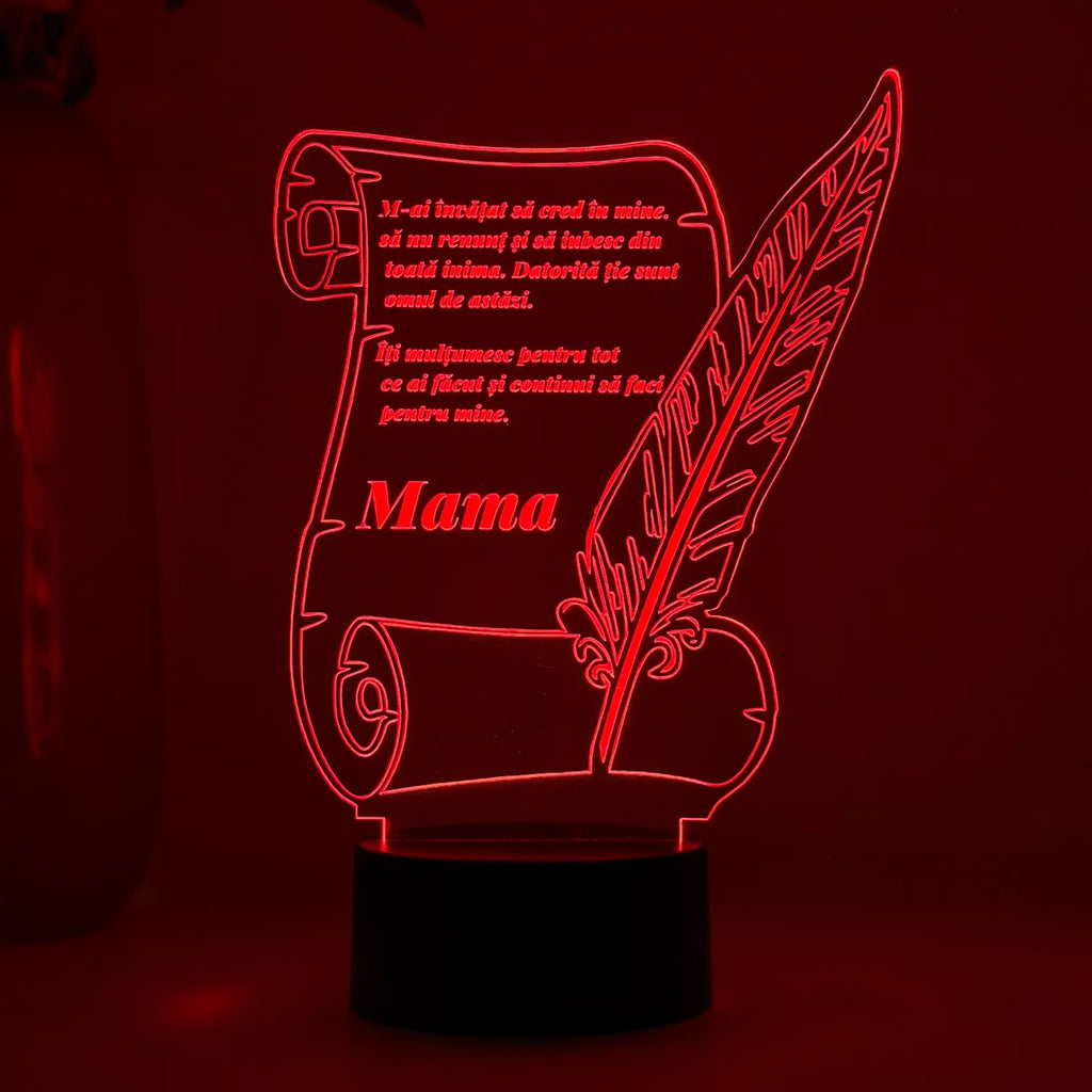 Lampă 3D LED – Scrisoare personalizată