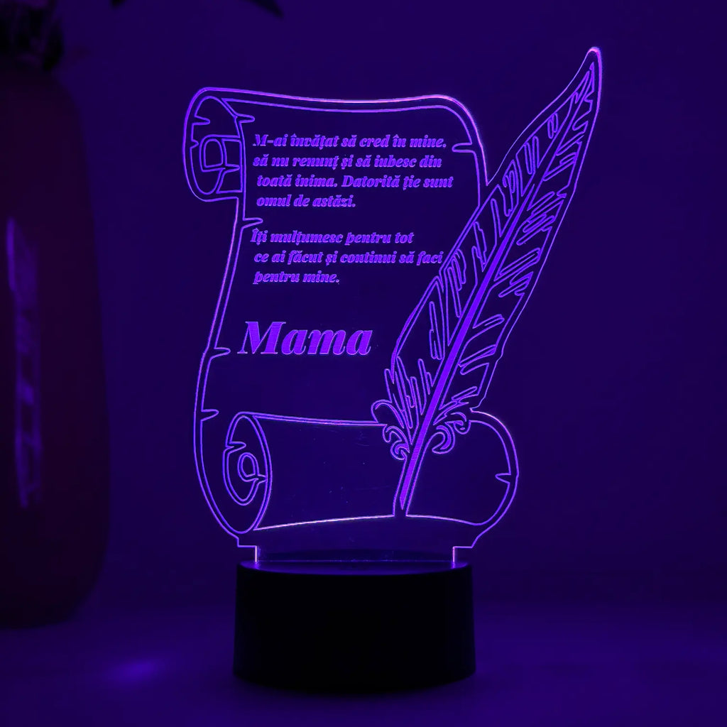 Lampă 3D LED – Scrisoare personalizată