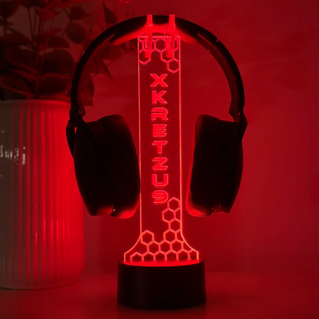 Lampă 3D - Suport căști model hexagon