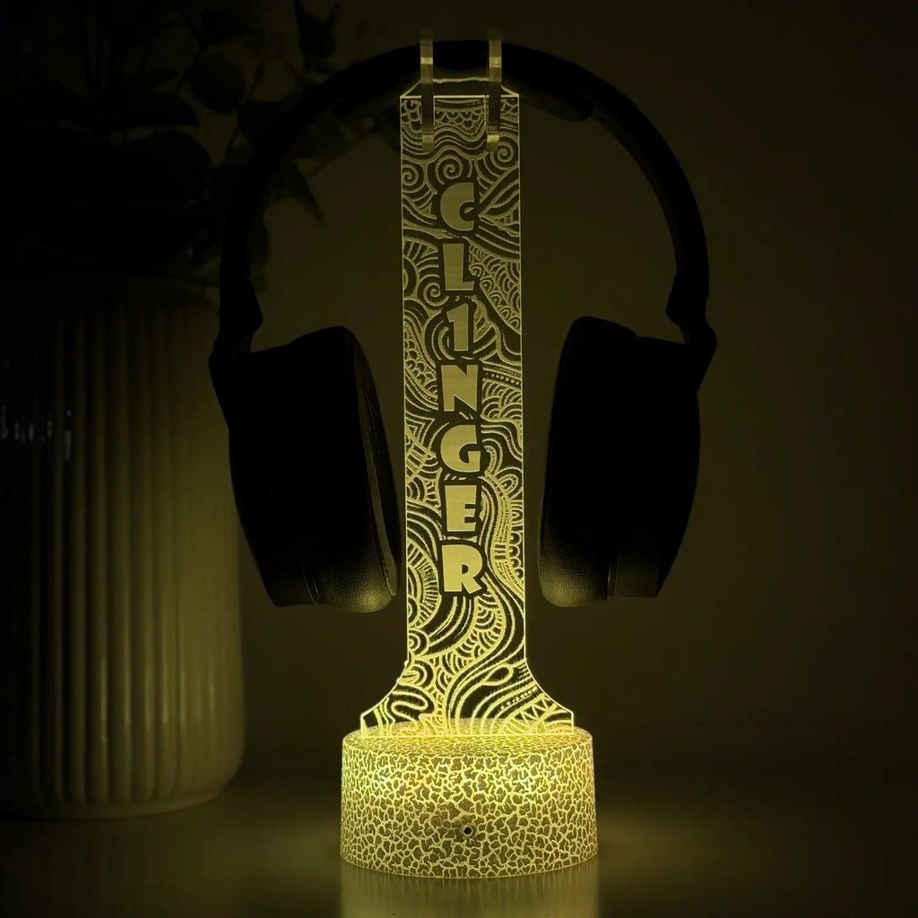 Lampă 3D - Suport căști model trippy