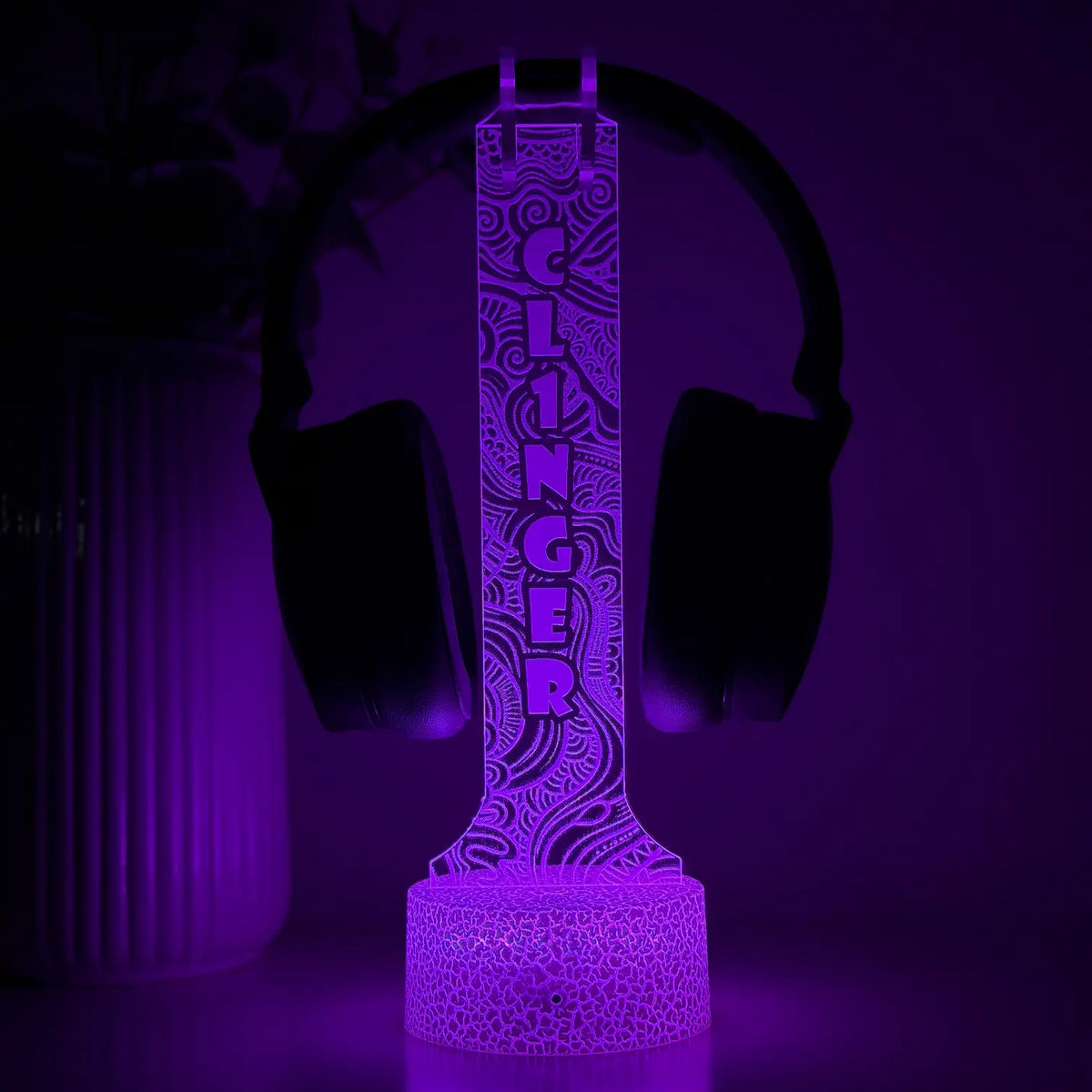 Lampă 3D - Suport căști model trippy