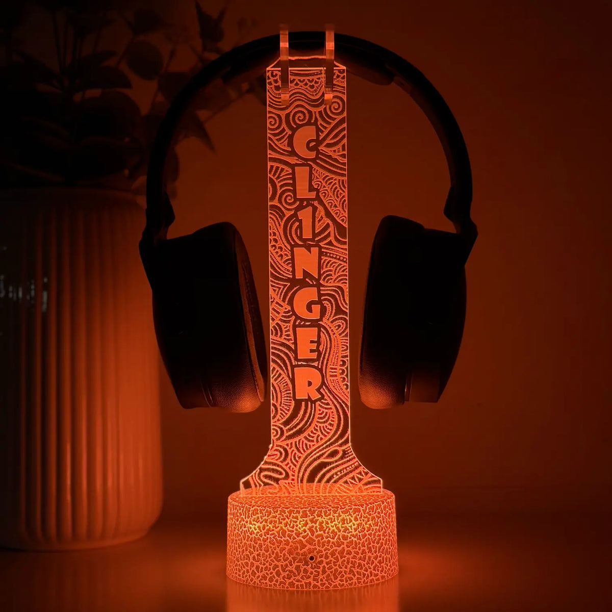 Lampă 3D - Suport căști model trippy